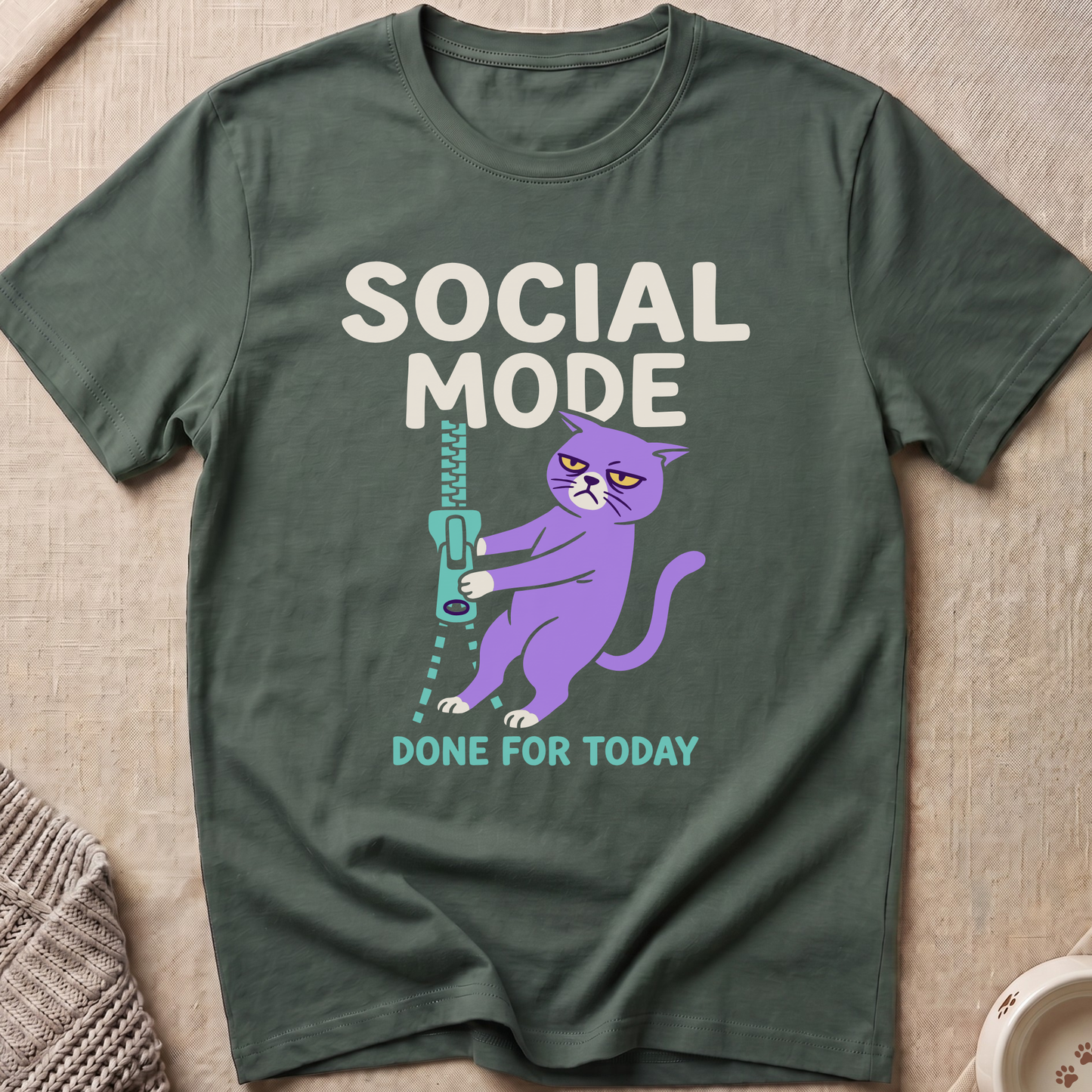 Social Mode Snarky Cat T-Shirt