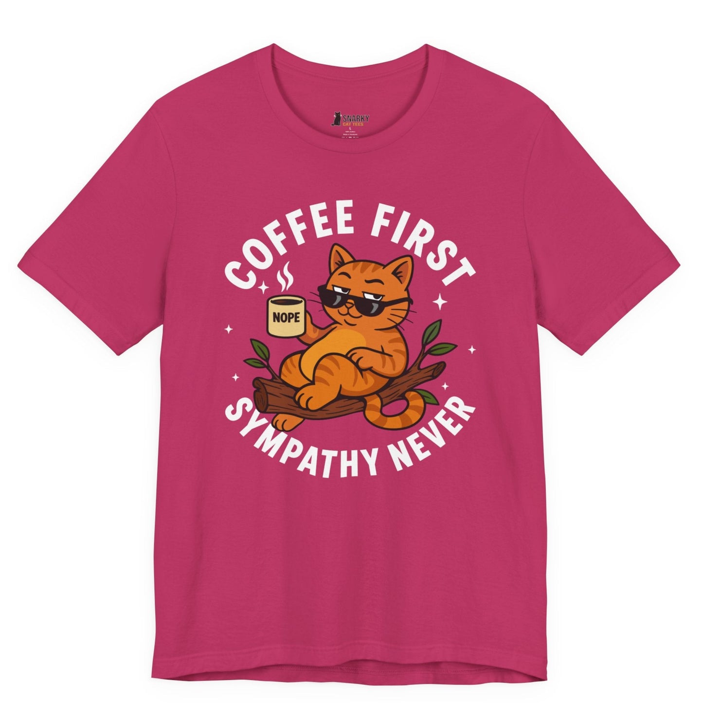 Coffee First Sympathy Never Lounging Cat T-Shirt