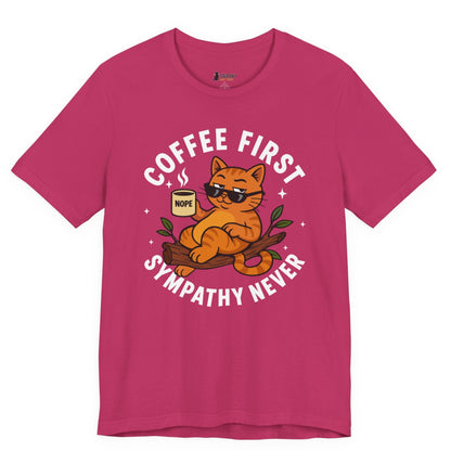 Coffee First Sympathy Never Lounging Cat T-Shirt
