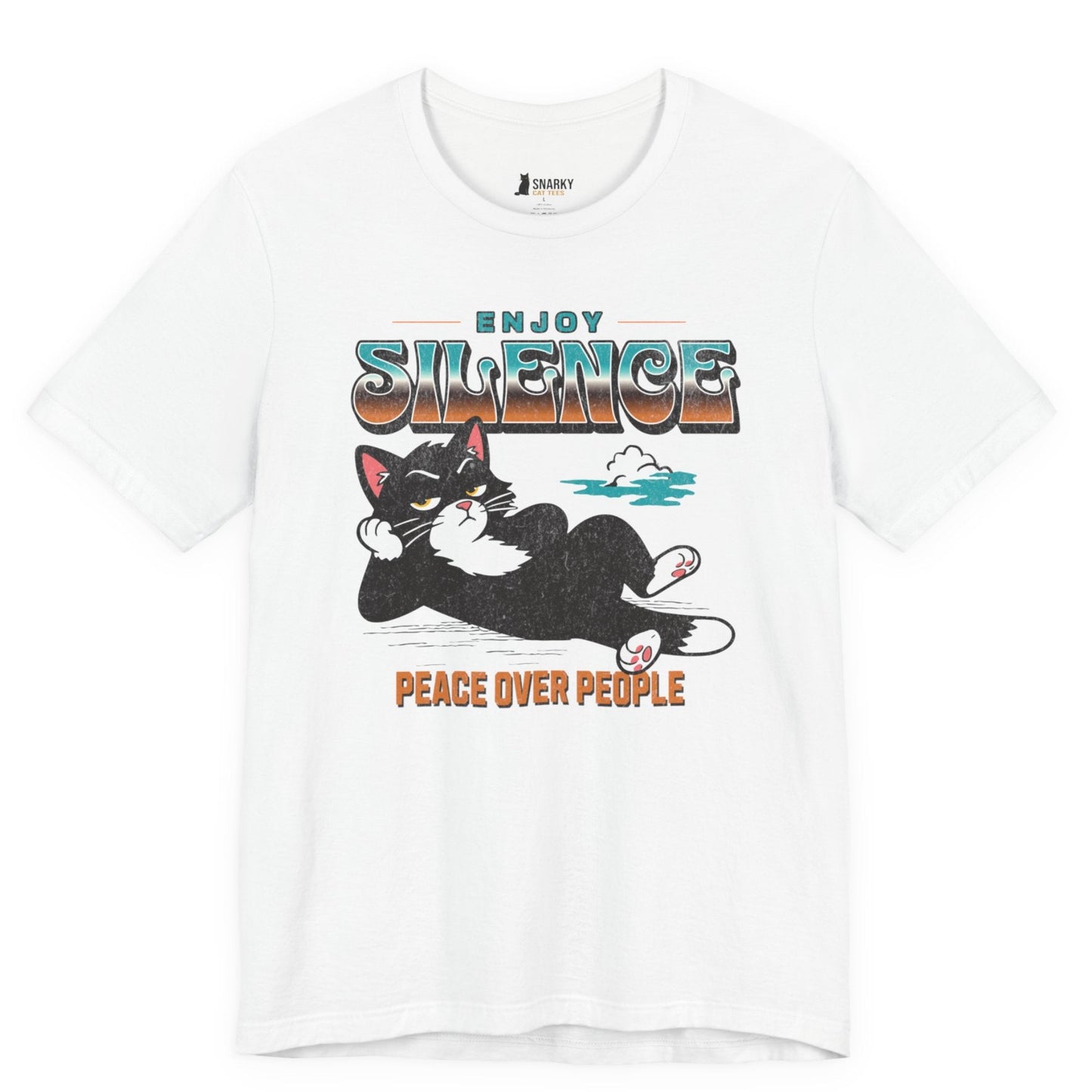 Peace Over People Lounging Cat T-Shirt