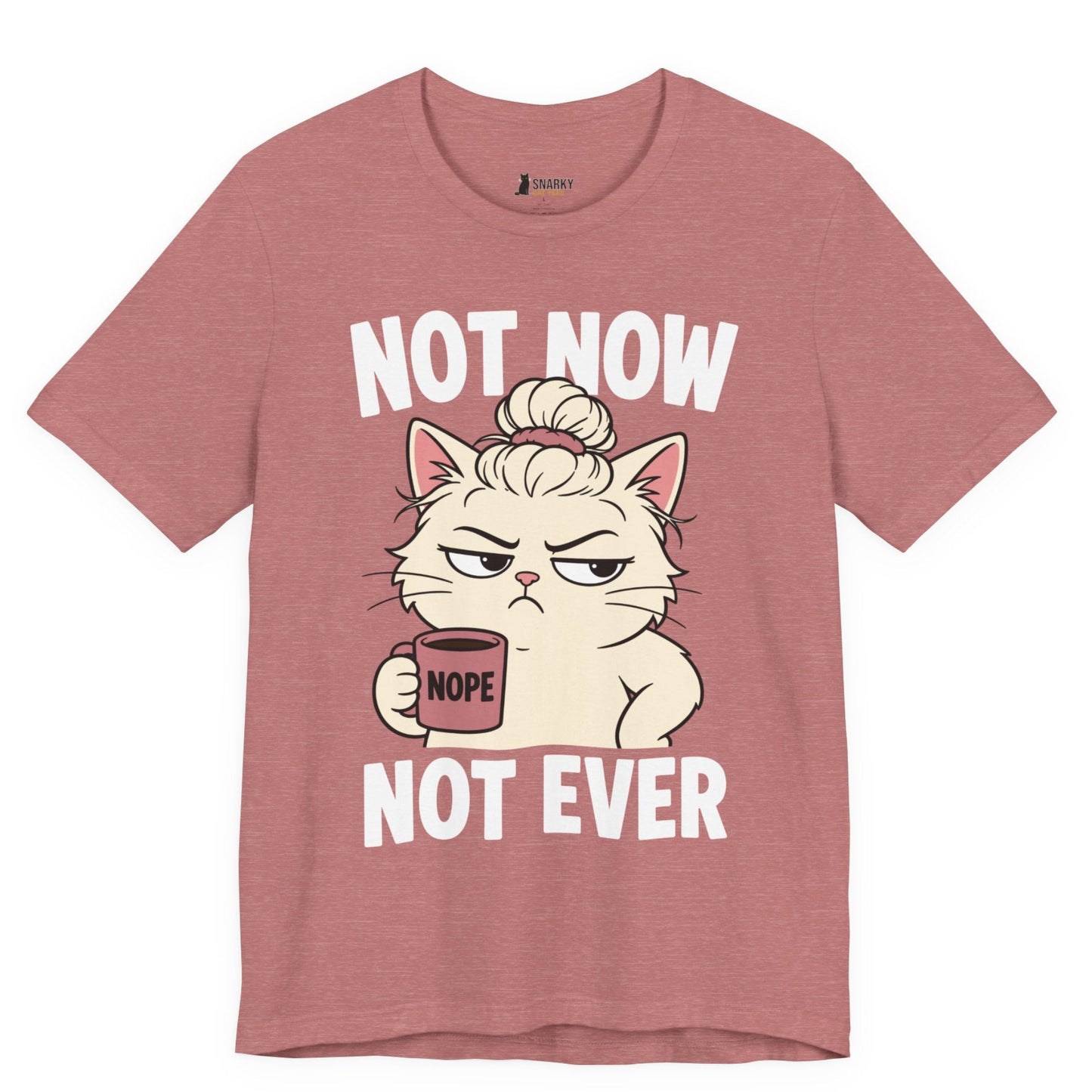 Not Now Not Ever Messy Bun Cat T-Shirt