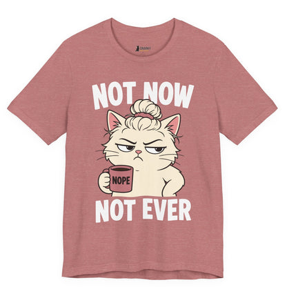 Not Now Not Ever Messy Bun Cat T-Shirt