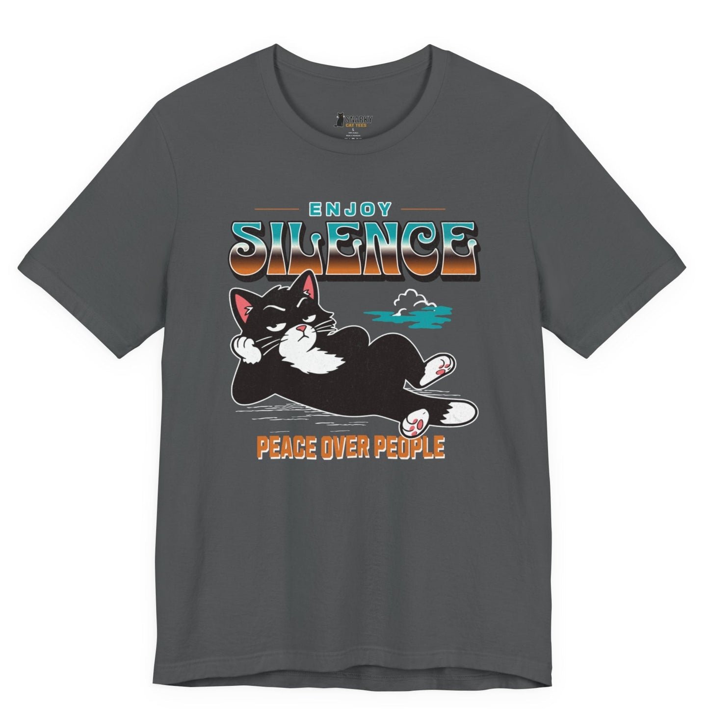 Peace Over People Lounging Cat T-Shirt