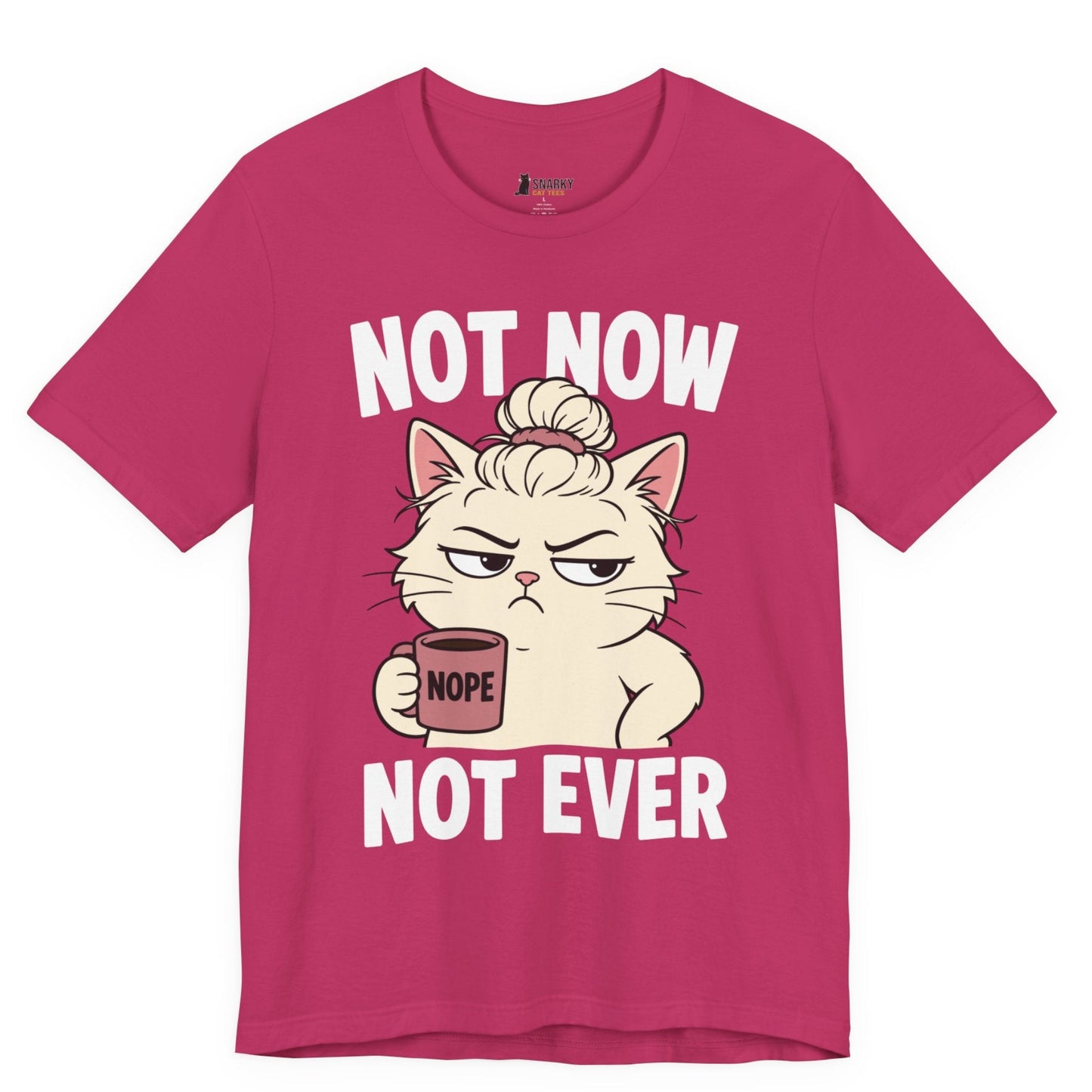 Not Now Not Ever Messy Bun Cat T-Shirt