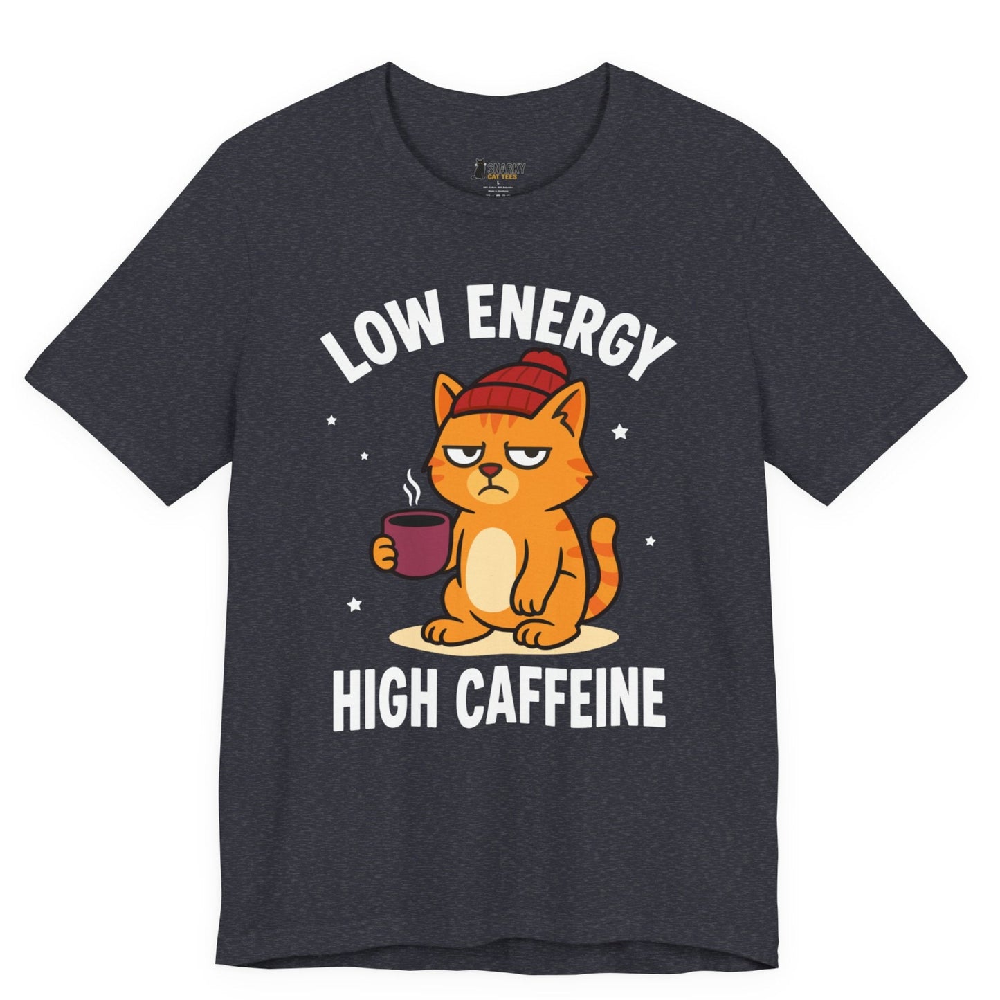 Low Energy High Caffeine Beanie Cat T-Shirt
