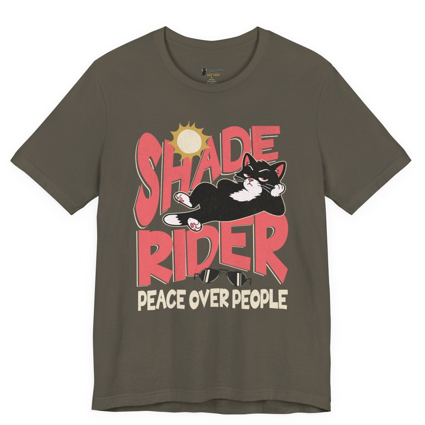 Peace Over People Shade Rider Cat T-Shirt