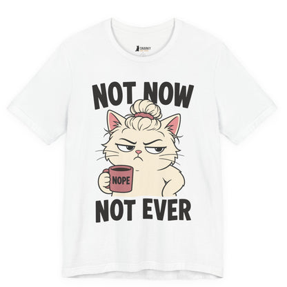 Not Now Not Ever Messy Bun Cat T-Shirt