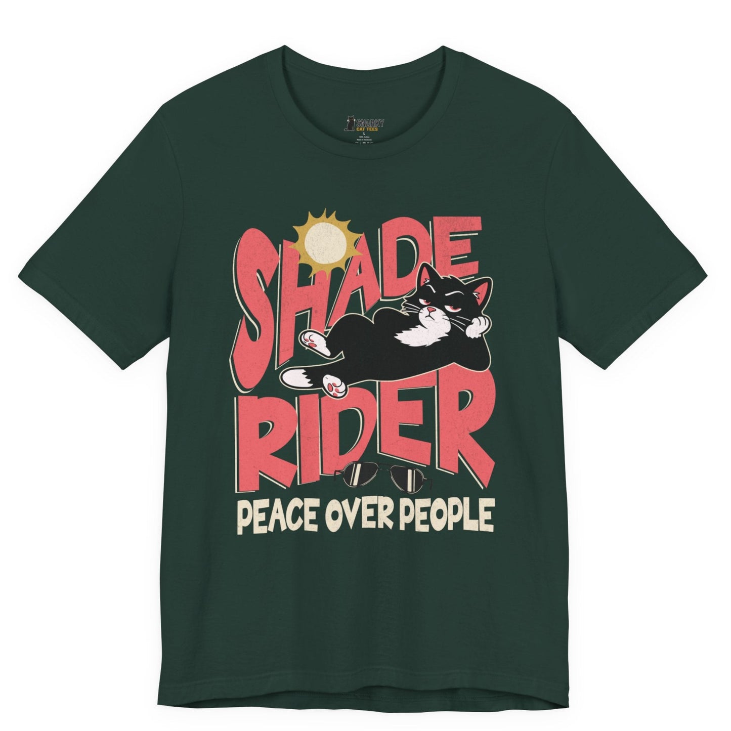 Peace Over People Shade Rider Cat T-Shirt