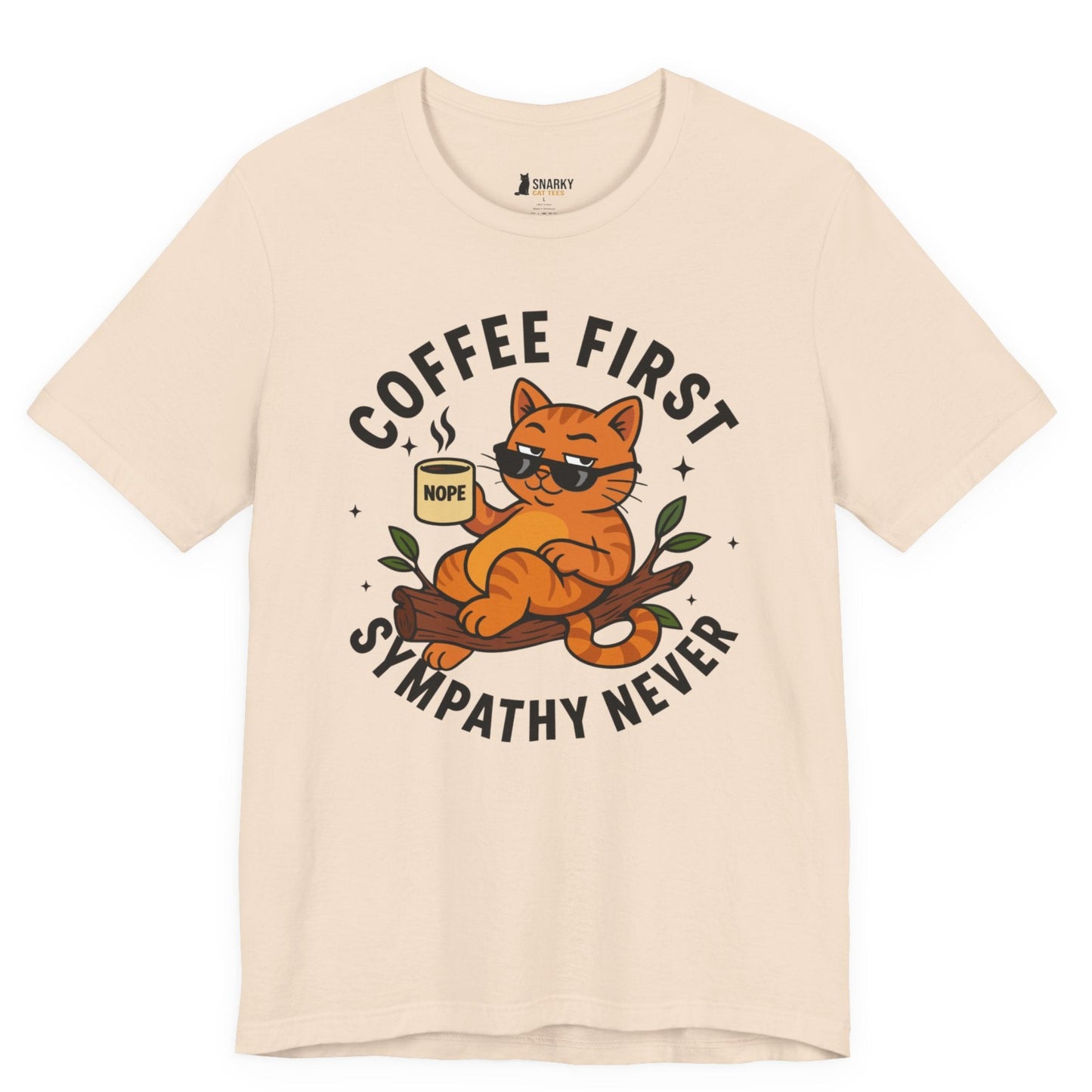 Coffee First Sympathy Never Lounging Cat T-Shirt