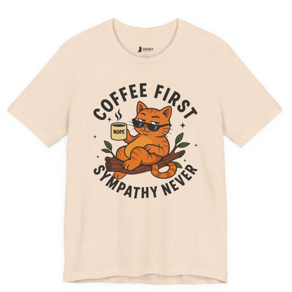 Coffee First Sympathy Never Lounging Cat T-Shirt