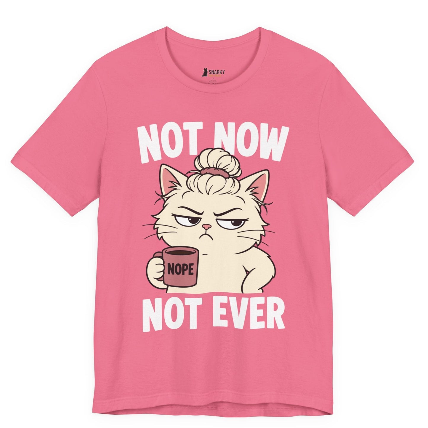 Not Now Not Ever Messy Bun Cat T-Shirt