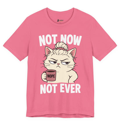 Not Now Not Ever Messy Bun Cat T-Shirt