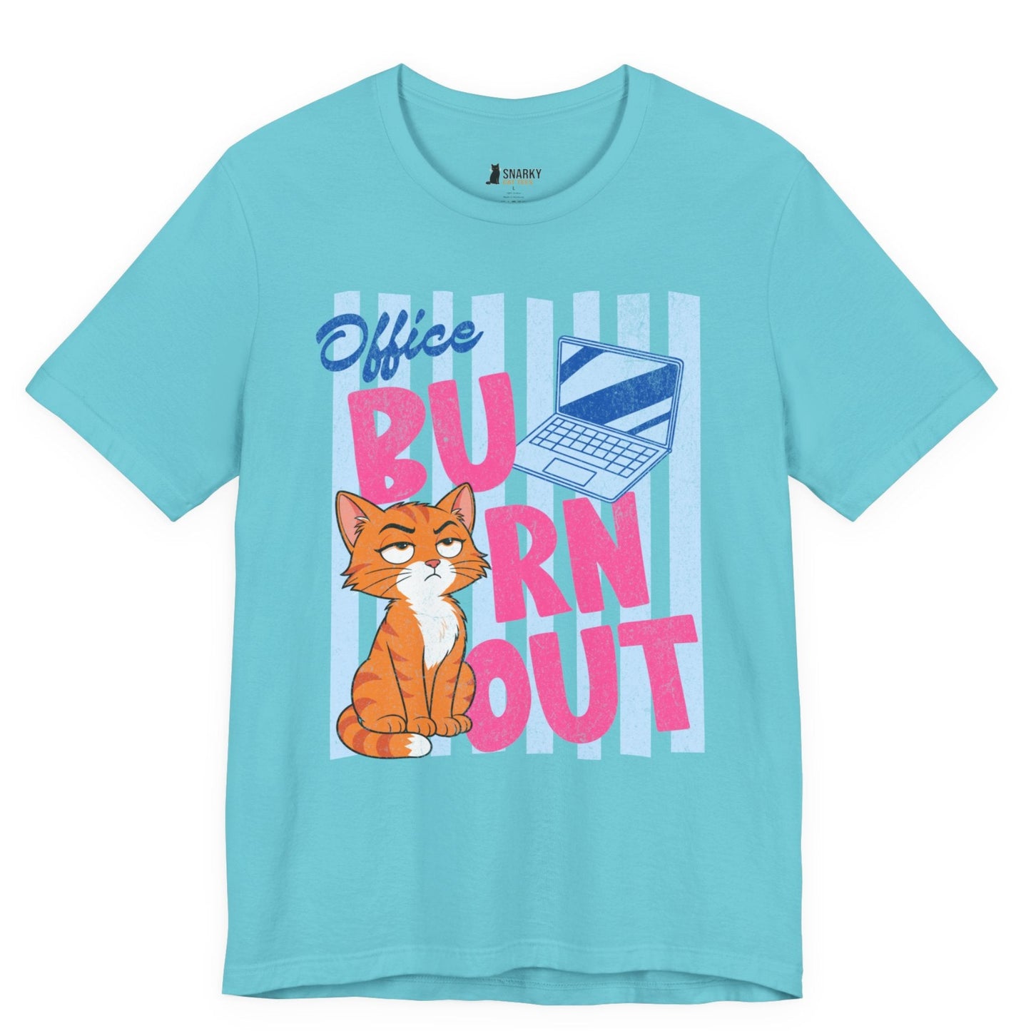 Office Burnout Laptop Cat T-Shirt
