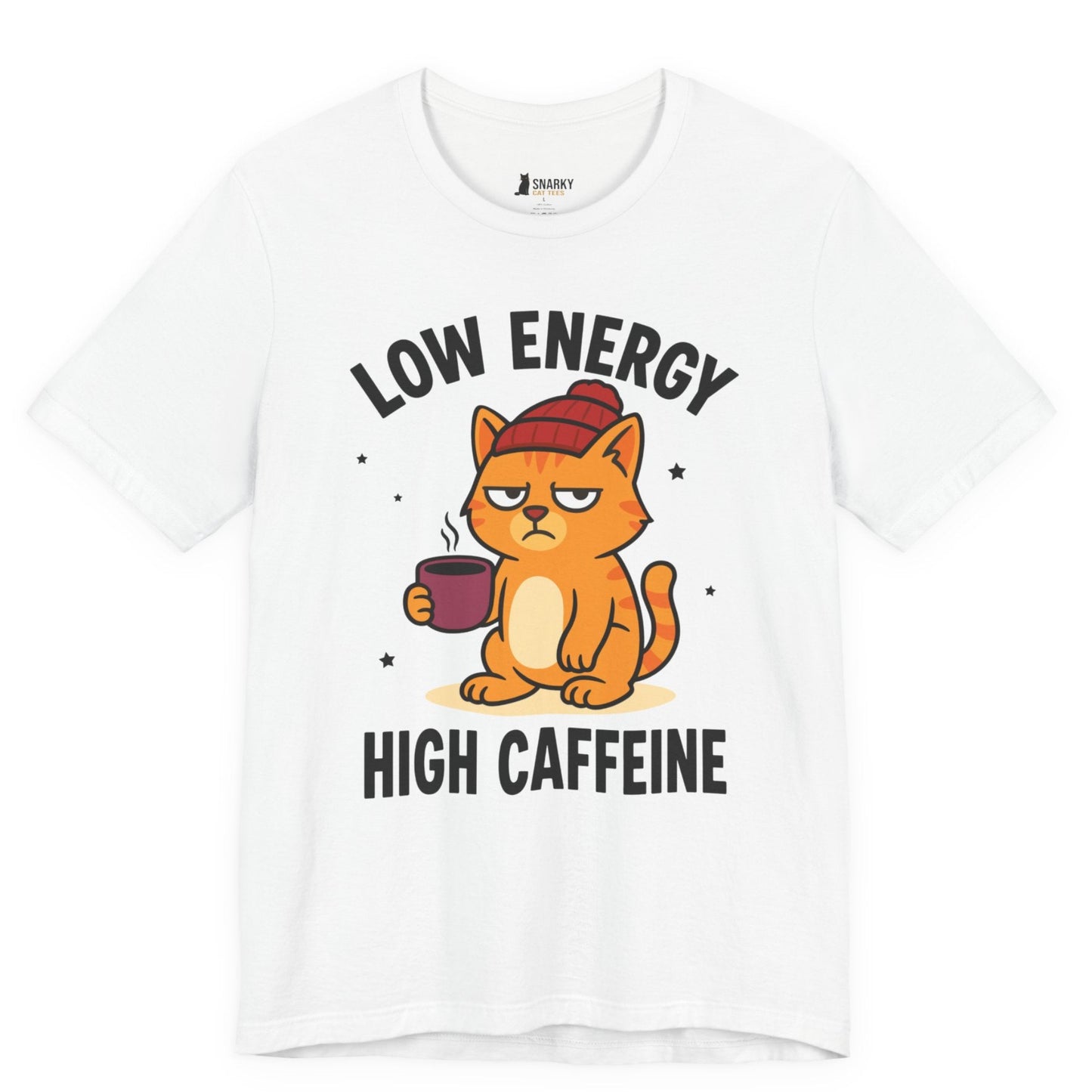 Low Energy High Caffeine Beanie Cat T-Shirt