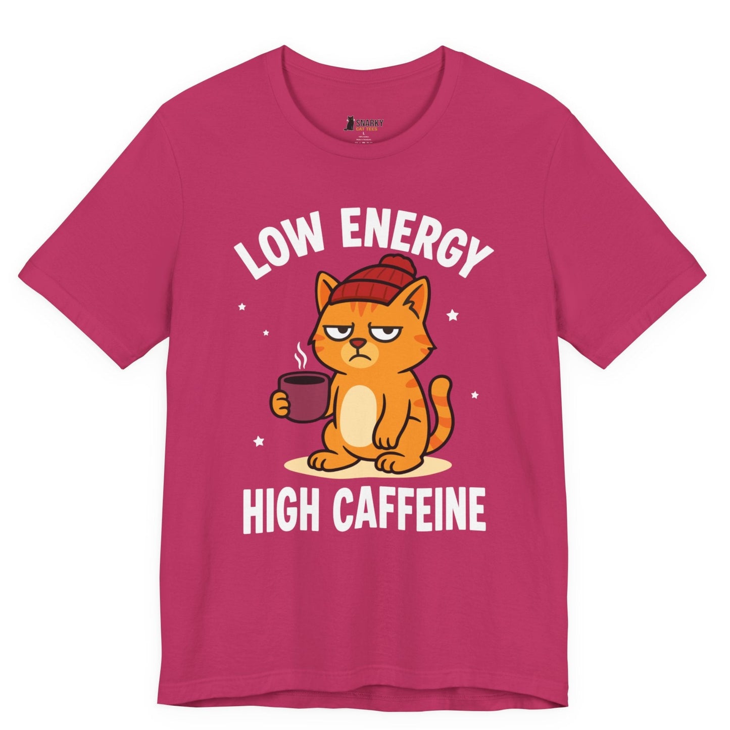 Low Energy High Caffeine Beanie Cat T-Shirt