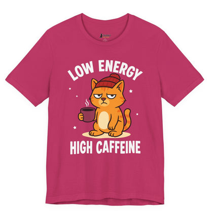 Low Energy High Caffeine Beanie Cat T-Shirt
