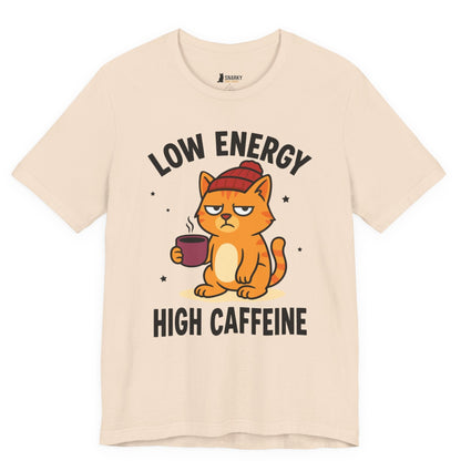 Low Energy High Caffeine Beanie Cat T-Shirt