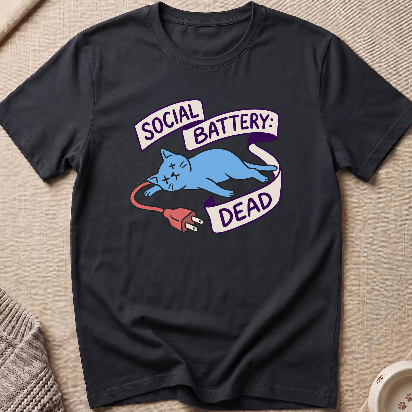 Social Battery Dead Cat T-Shirt