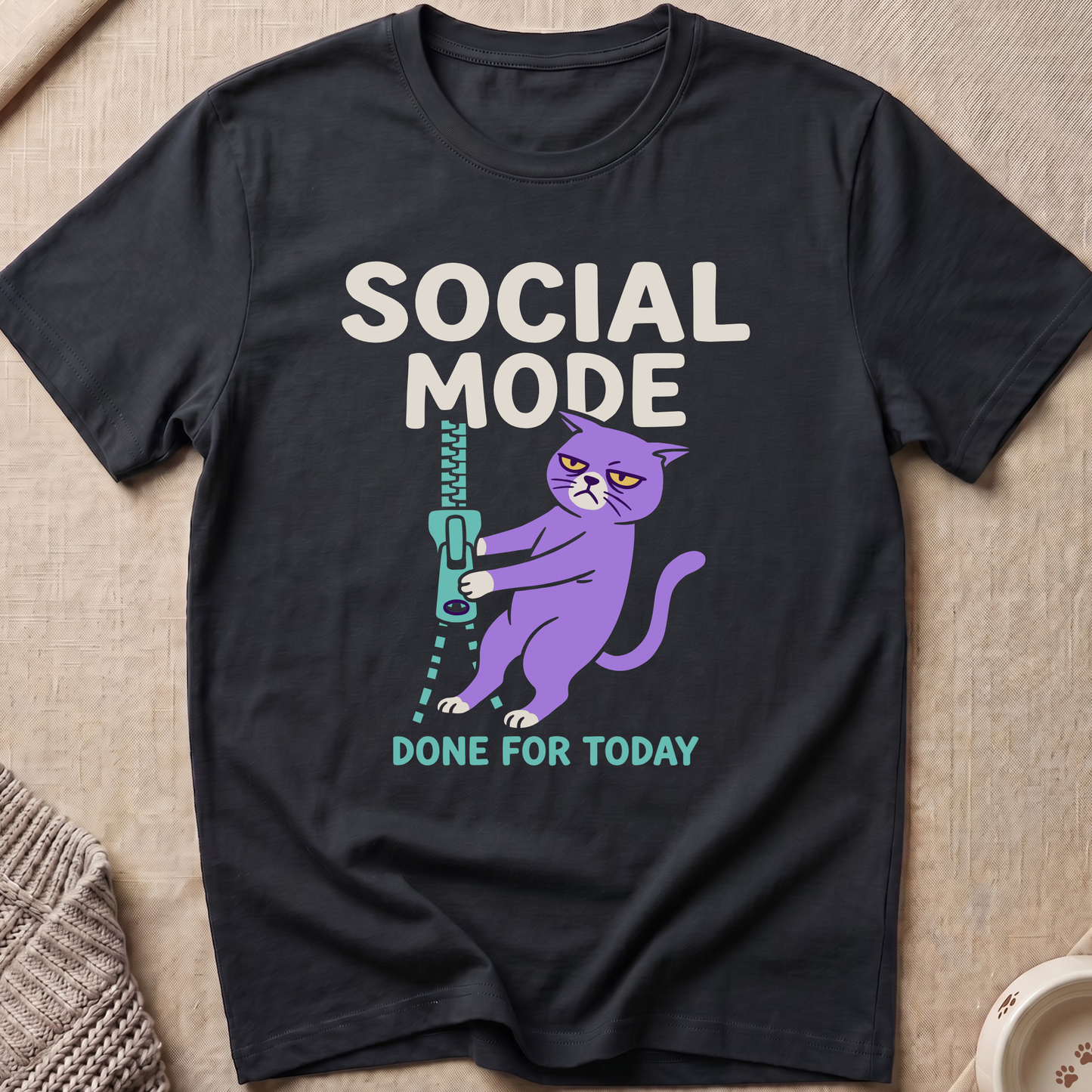 Social Mode Snarky Cat T-Shirt