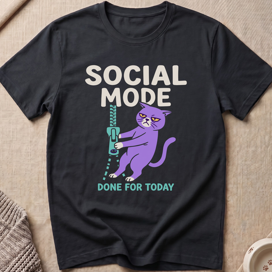 Social Mode Snarky Cat T-Shirt