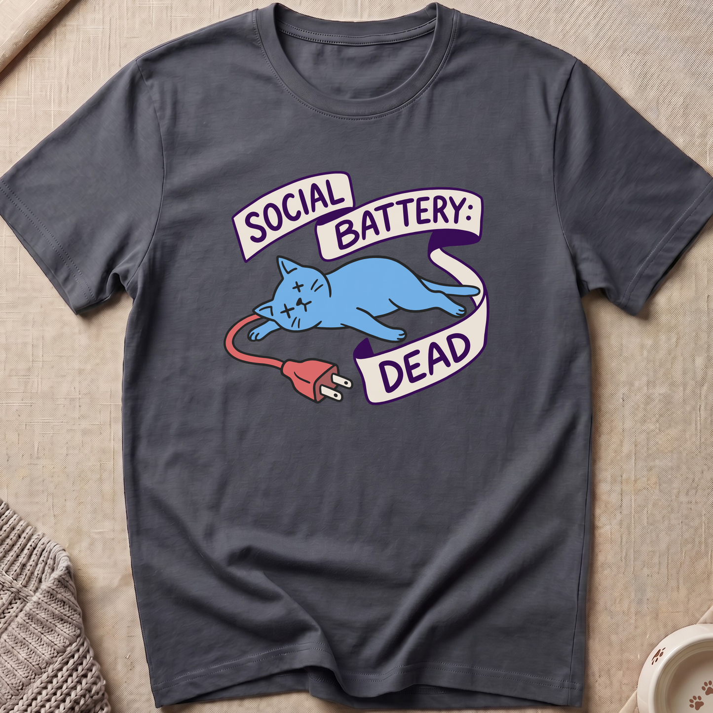 Social Battery Dead Cat T-Shirt