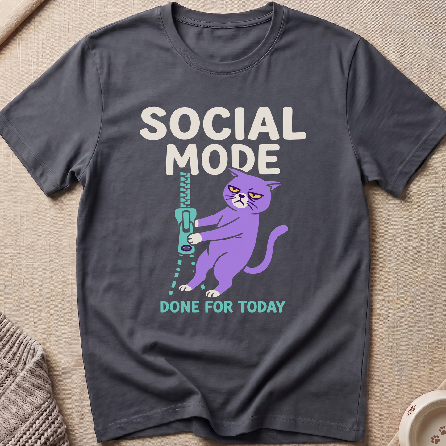 Social Mode Snarky Cat T-Shirt