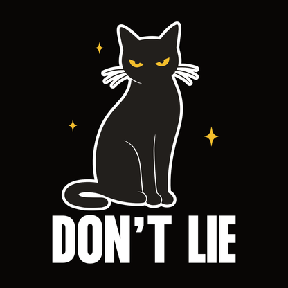 Don’t Lie Judgy Cat T-Shirt design with black cat outline graphic and bold text