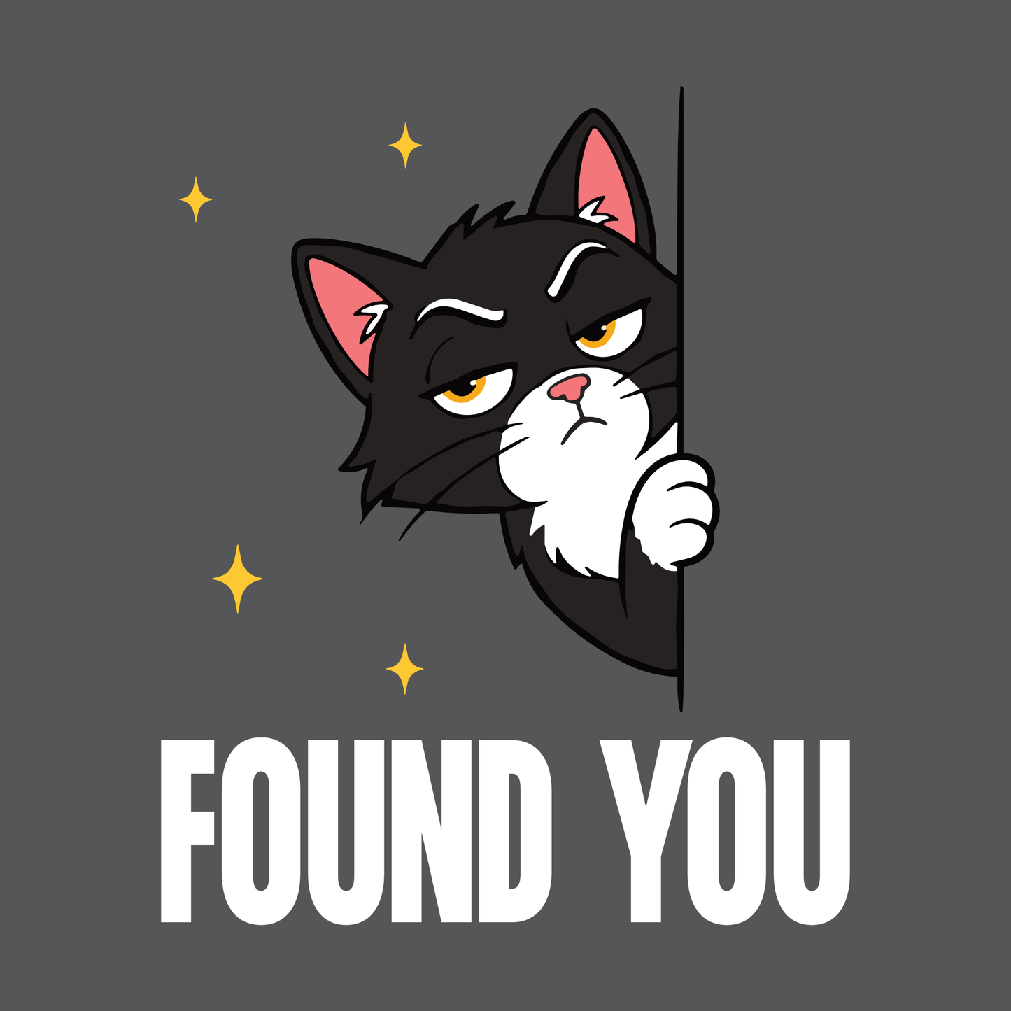 Found You Peeking Cat T-Shirt design with peeking black cat graphic and bold text