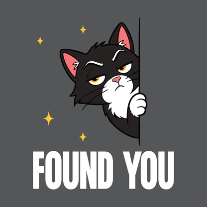 Found You Peeking Cat T-Shirt design with peeking black cat graphic and bold text