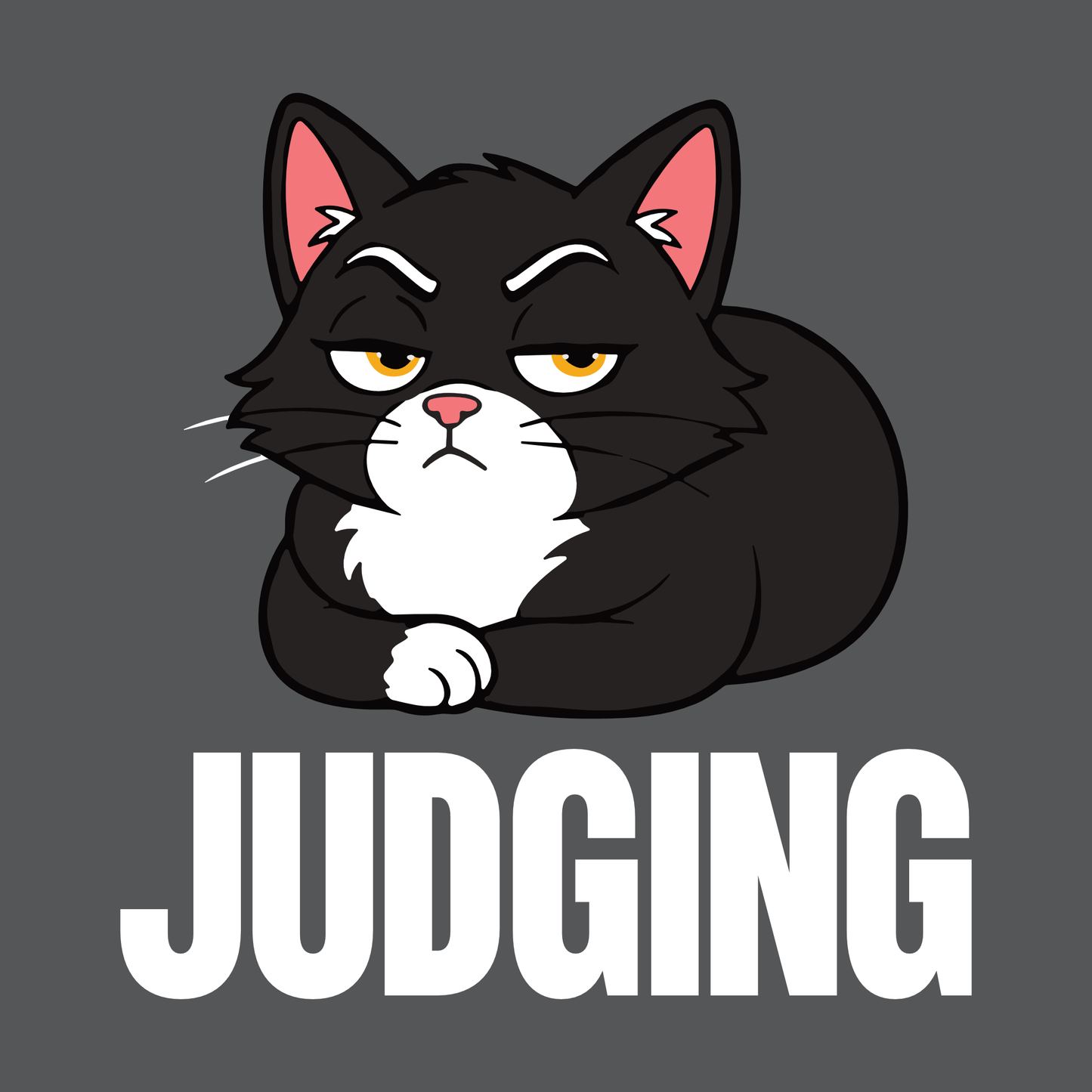 Judging Loaf Cat T-Shirt design with black loaf cat graphic and bold text