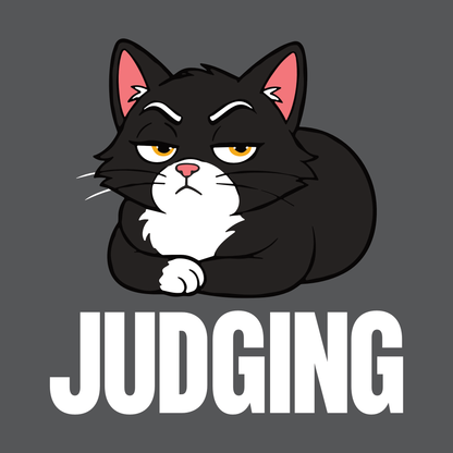 Judging Loaf Cat T-Shirt design with black loaf cat graphic and bold text