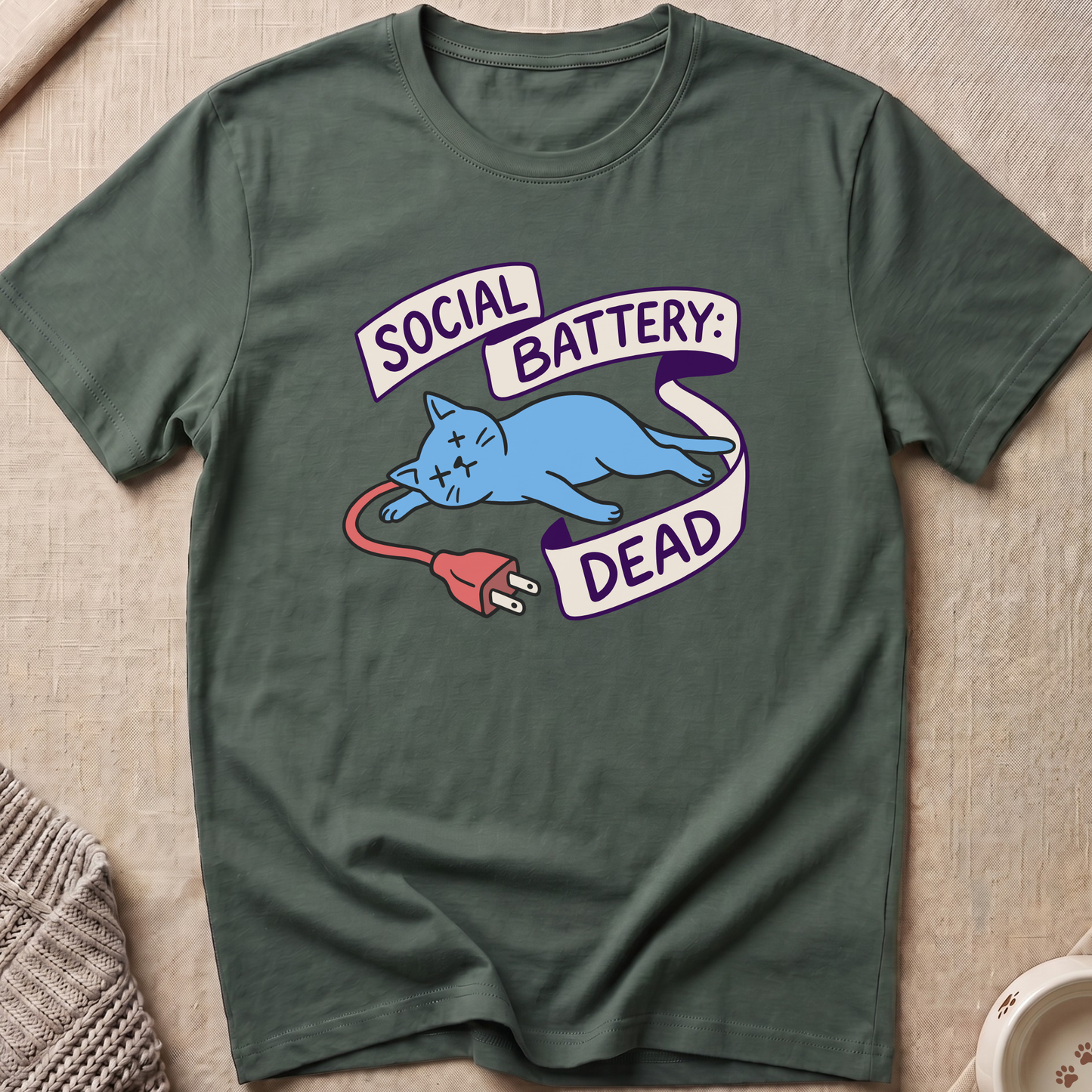 Social Battery Dead Cat T-Shirt