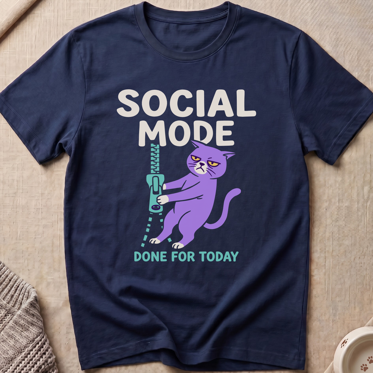 Social Mode Snarky Cat T-Shirt