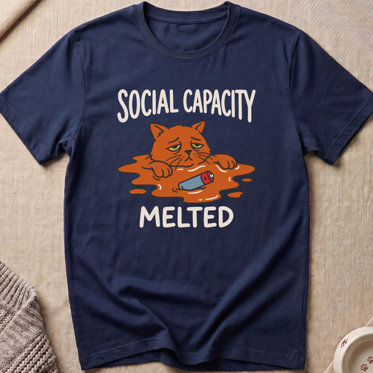 Social Capacity Melted Cat T-Shirt