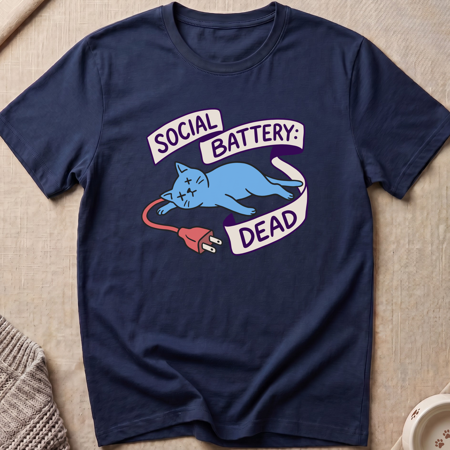 Social Battery Dead Cat T-Shirt