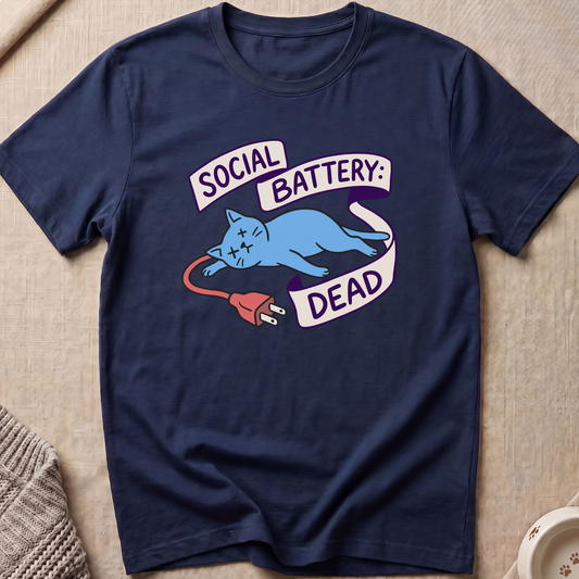 Social Battery Dead Cat T-Shirt