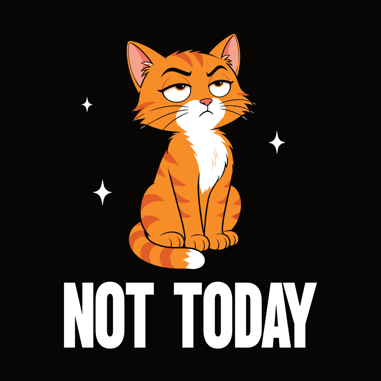 Not Today Judgy Cat T-Shirt design with seated orange cat and bold text