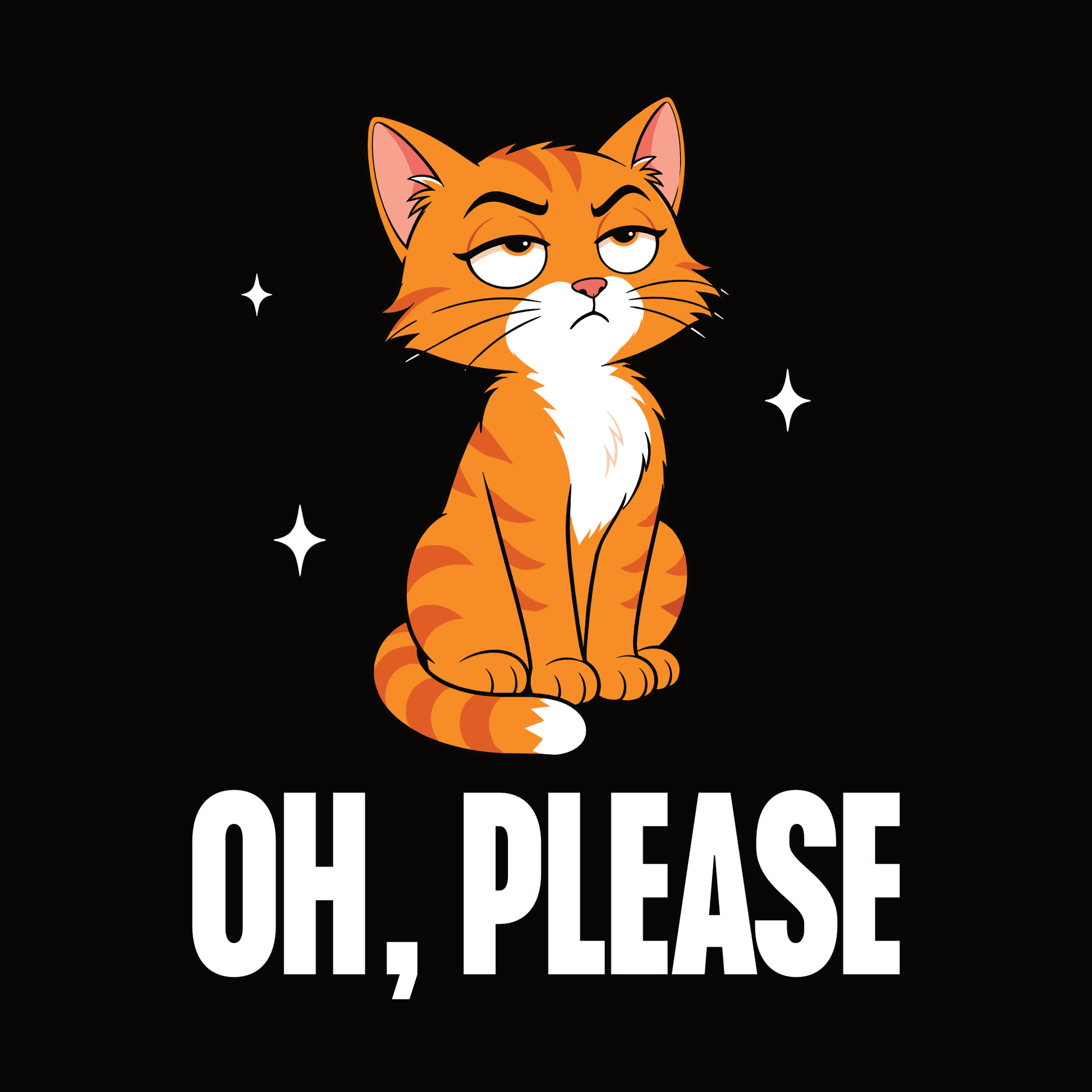 Oh Please Judgy Cat T-Shirt design with seated orange cat and bold text