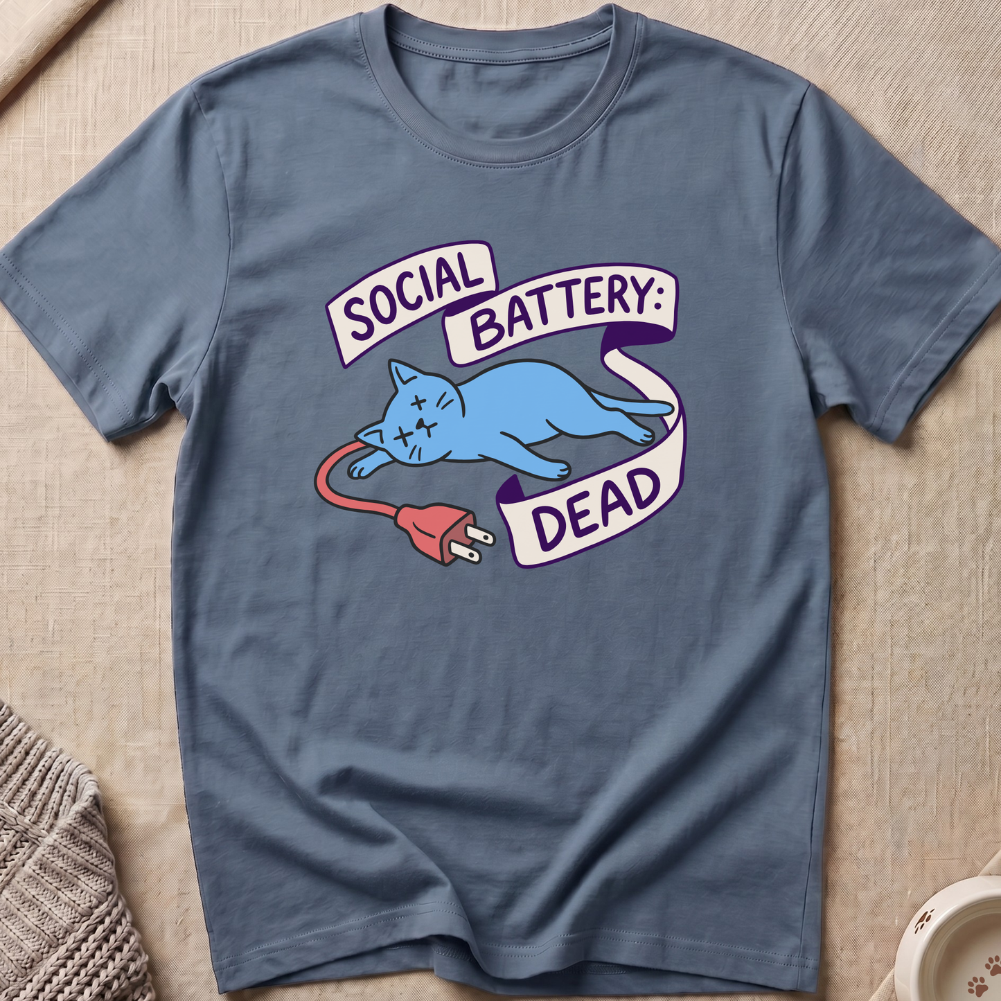Social Battery Dead Cat T-Shirt