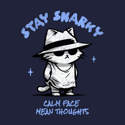 Calm Face Fedora Cat T-Shirt design with cat wearing fedora and sunglasses