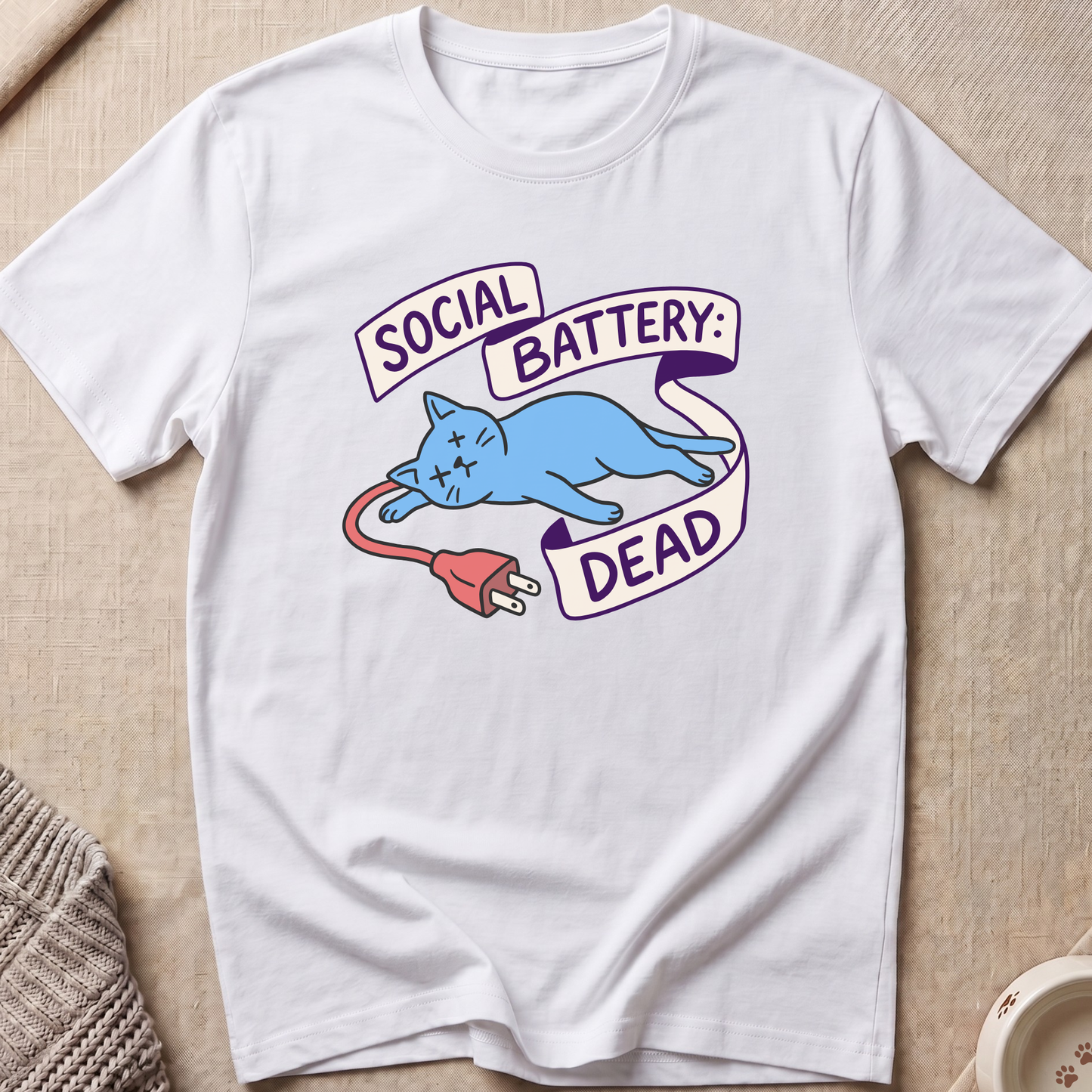 Social Battery Dead Cat T-Shirt